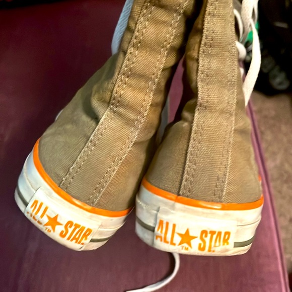 Converse High-Top Sneakers - Olive and Orange - Picture 2 of 8